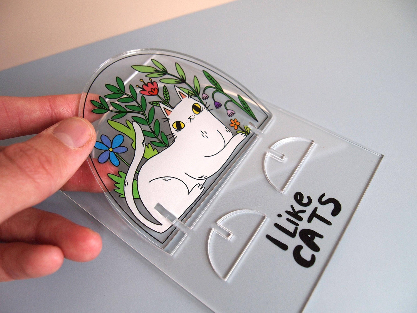 Acrylic Cat Terrarium Desk Ornament Standee