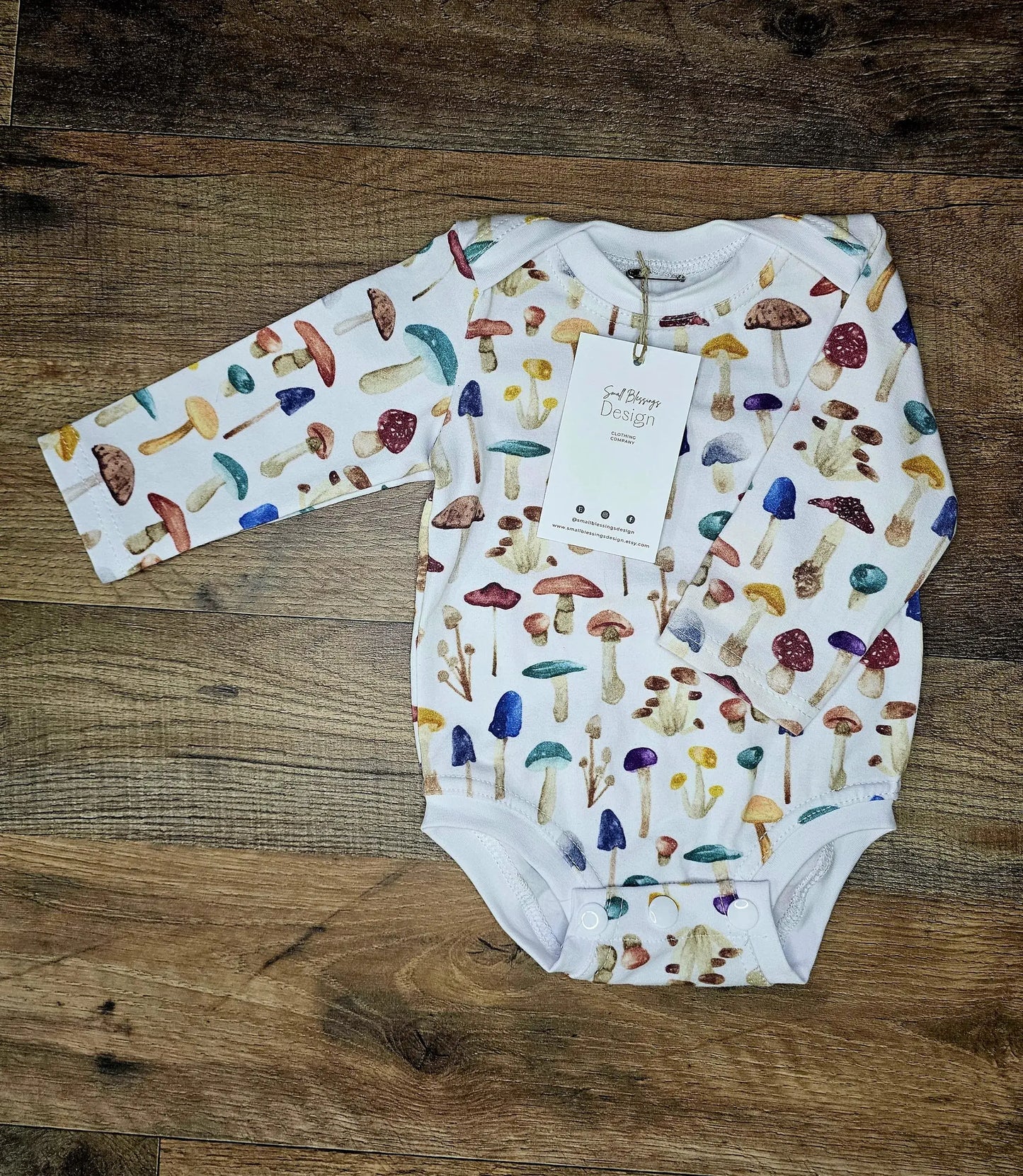 Mushroom bodysuit, infant clothing, infant bodysuit: 3-6 month / Short Sleeve