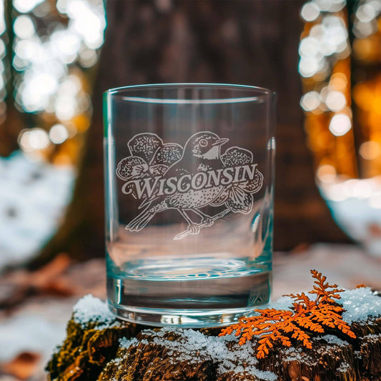 Wisconsin State Bird Glasses: Stemless Wine