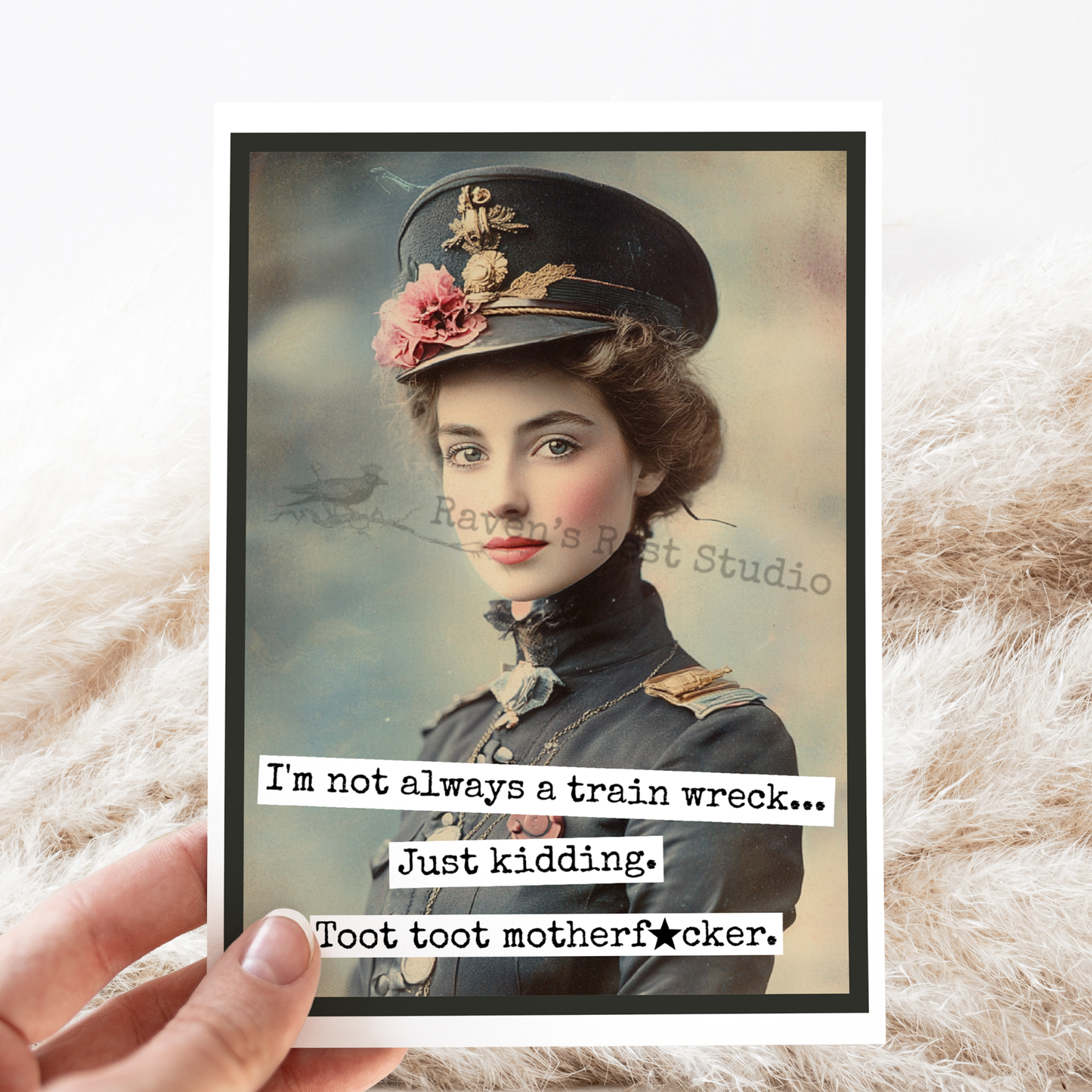 Greeting Card. Vintage Style. I'm Not Always a Train Wreck..