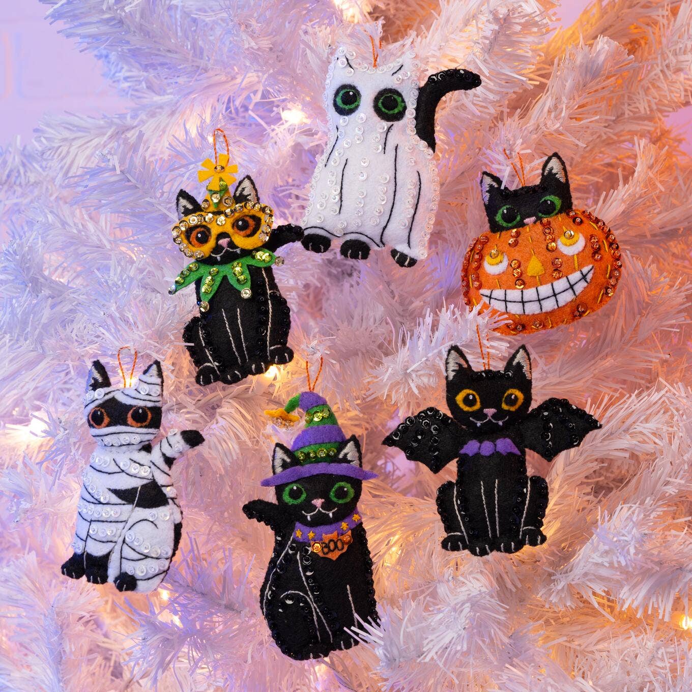 Bucilla Purrfectly Spooky Felt Ornament Kit - Set of 6