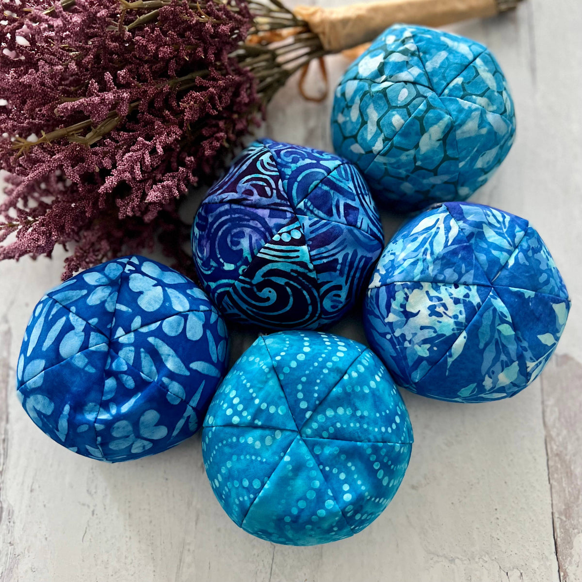 MASSAGE BALL stress relief, Good Medicine Ball, hot/cold: Blues / Unscented FLAXSEED ONLY