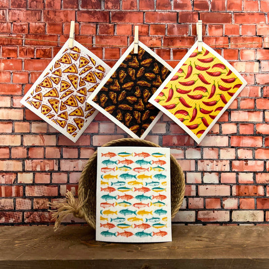 Catch of the Day Fish Fun Swedish Dishcloth - Kitchen Towels