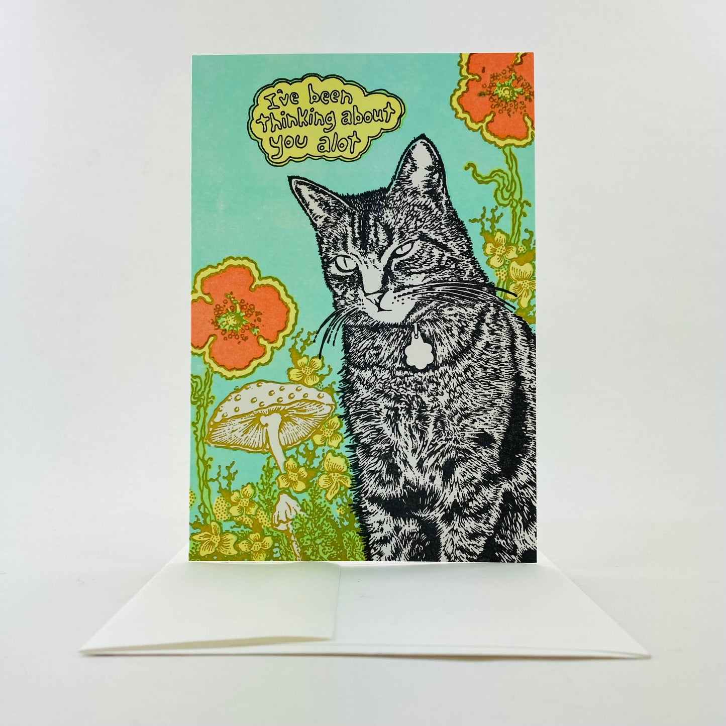 I've been thinking about you a lot cat & flowers