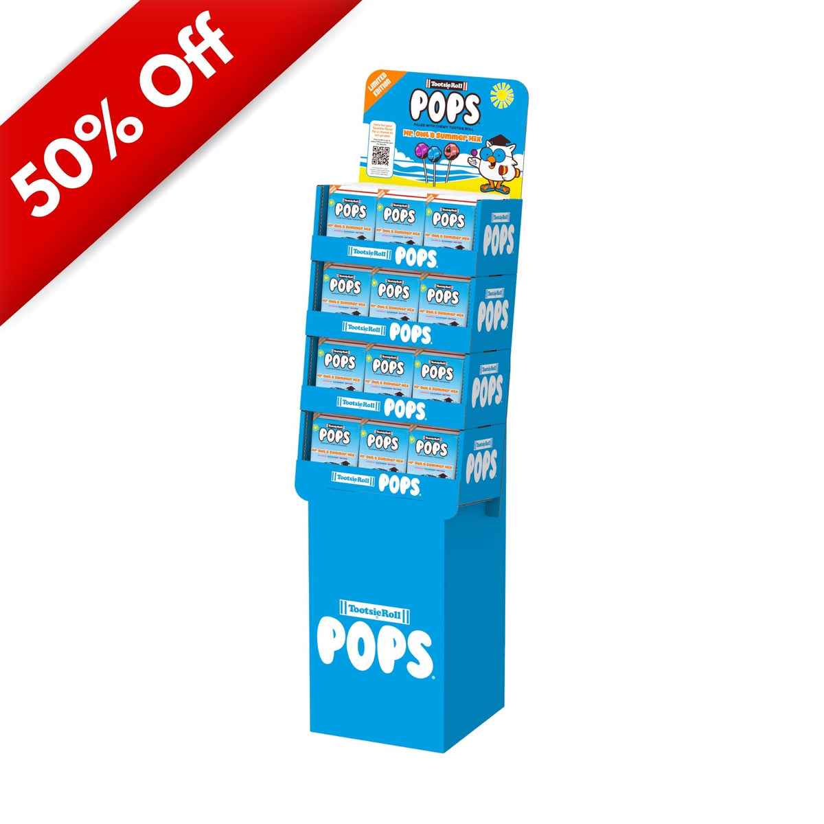 Mr. Owl's Tootsie Pops Summer Mix,5.4oz Peg Bag,72ct Shipper