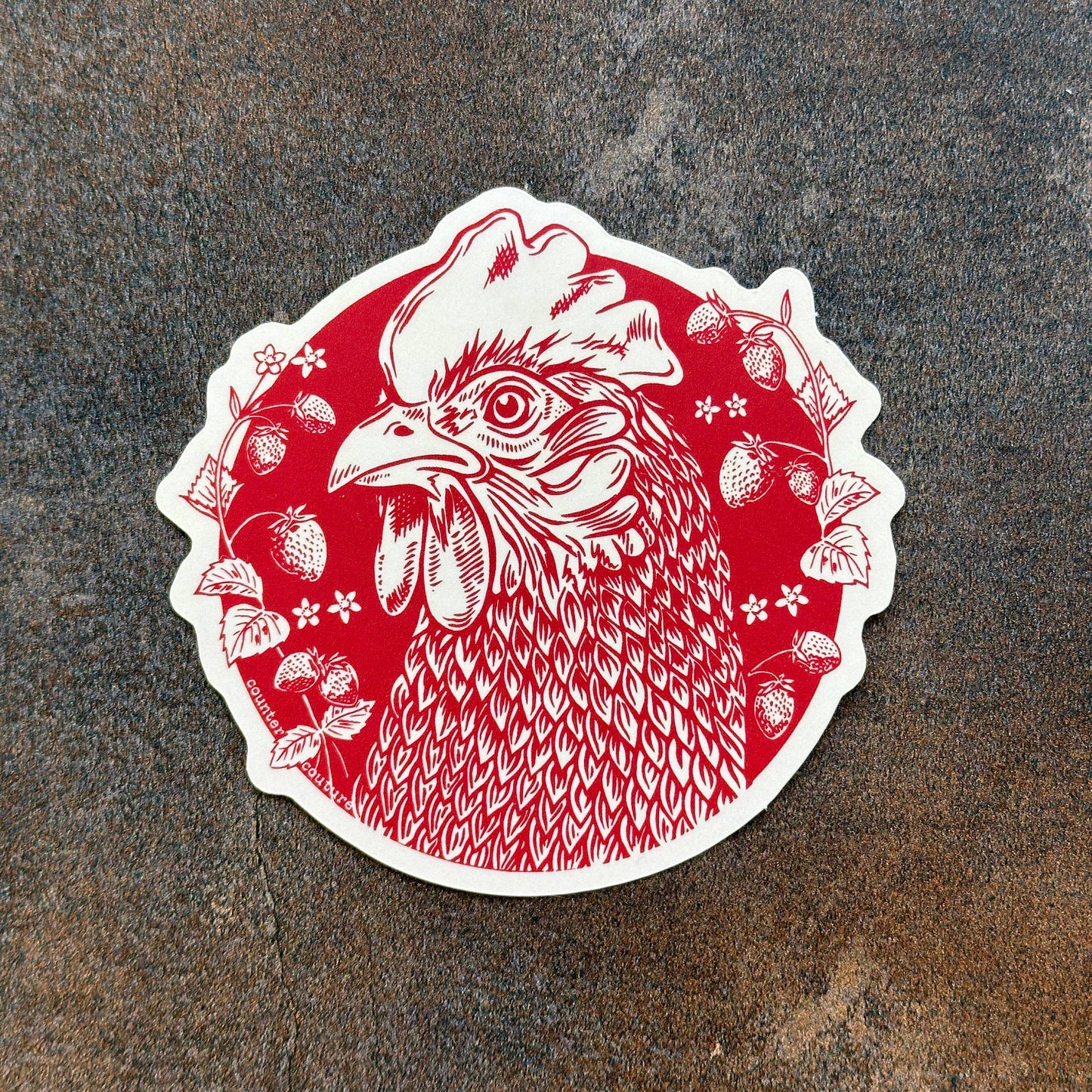 Chicken + Berries Sticker | Farm Animal | Decals | Gifts