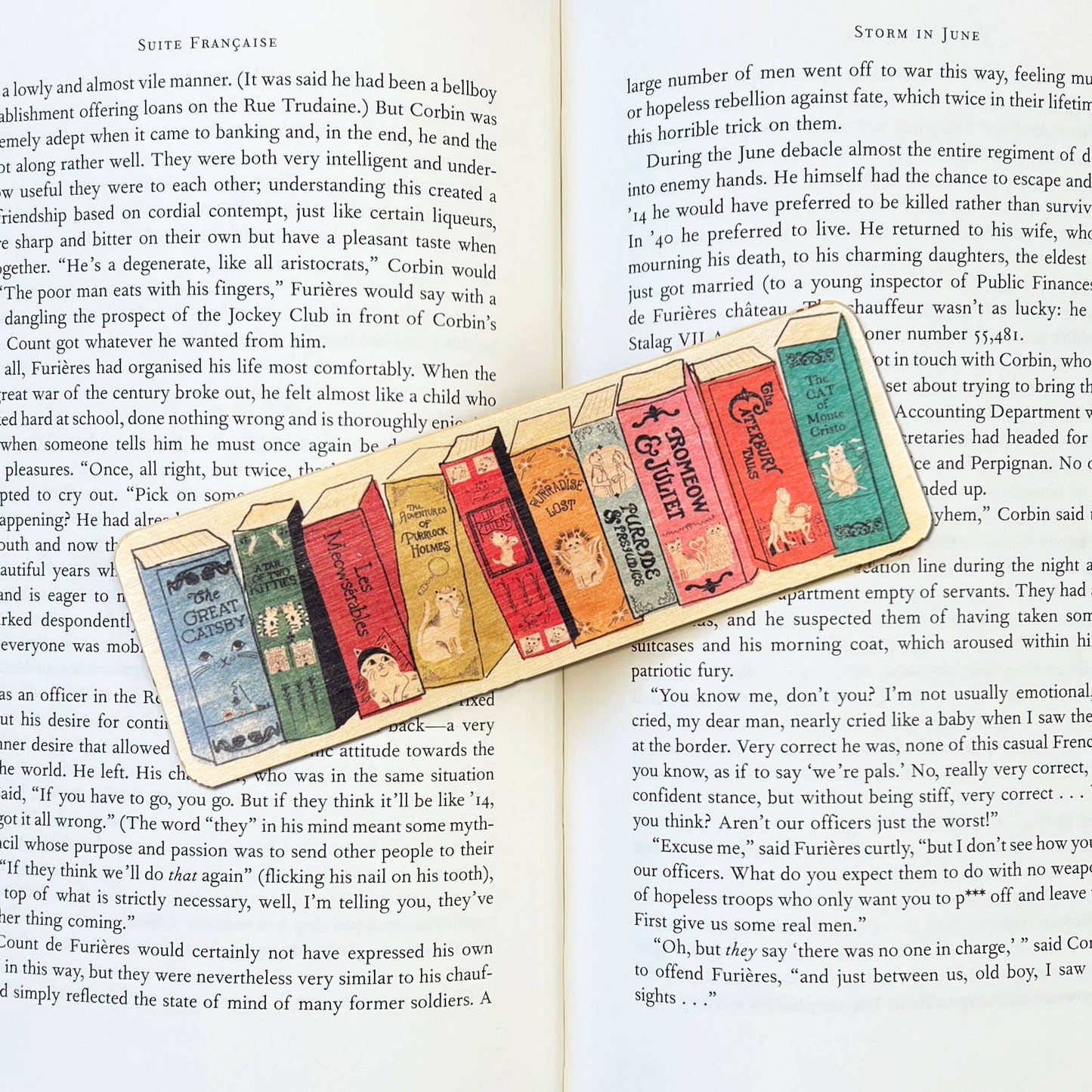 MEOWsterpieces of KITerature Book Spine Wood Bookmark