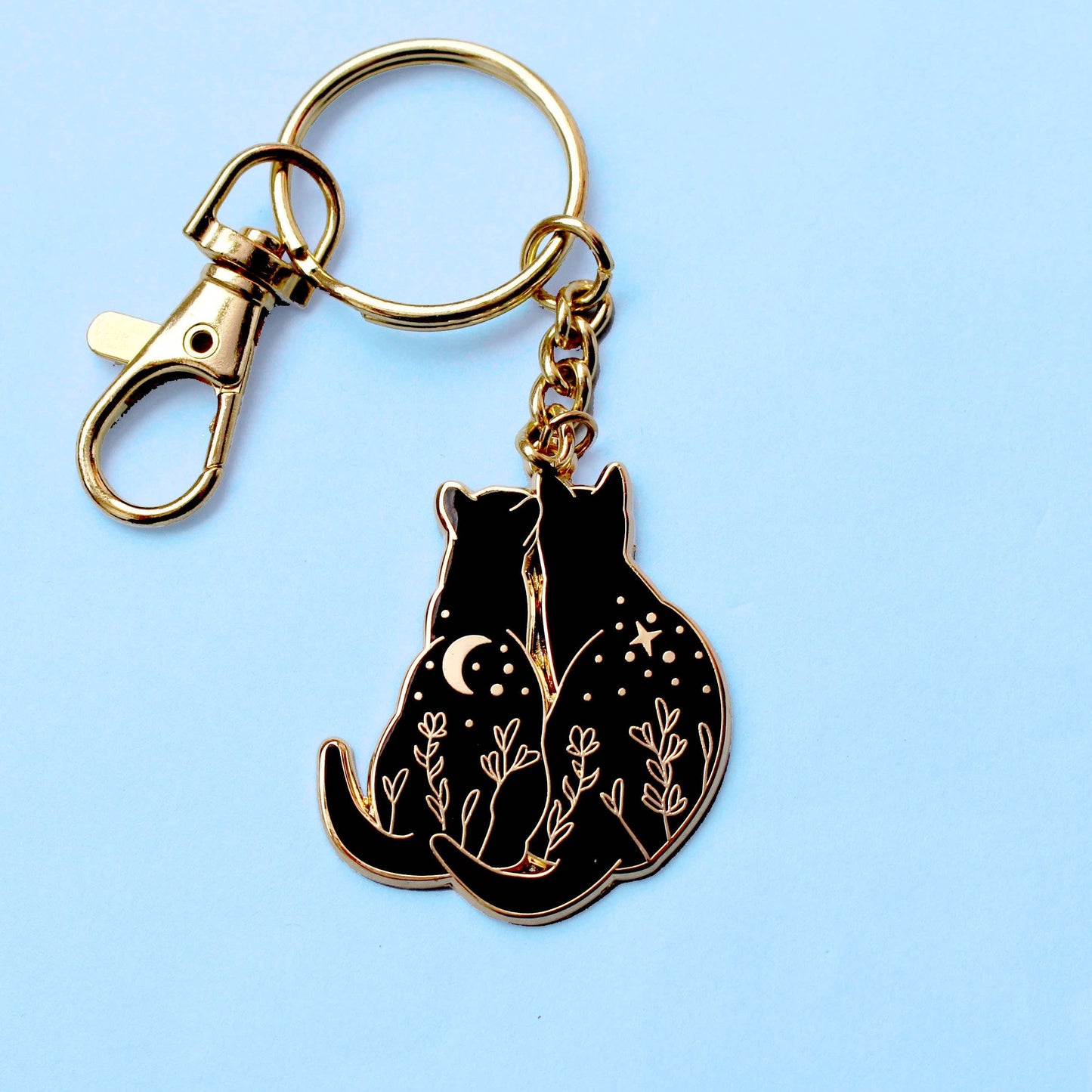Stargazing Cats Keychain
