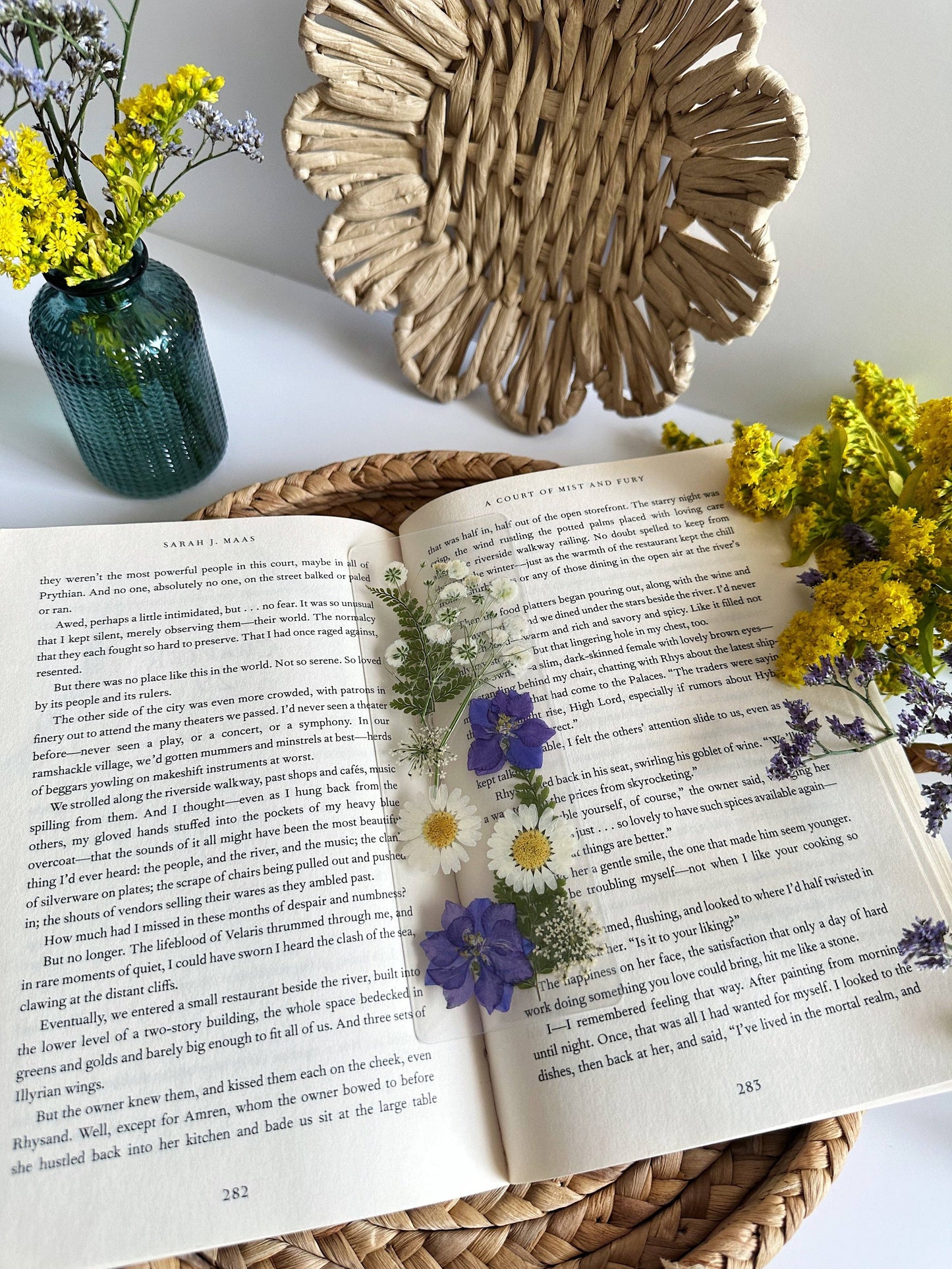 Purple + White Pressed Flower Bookmark