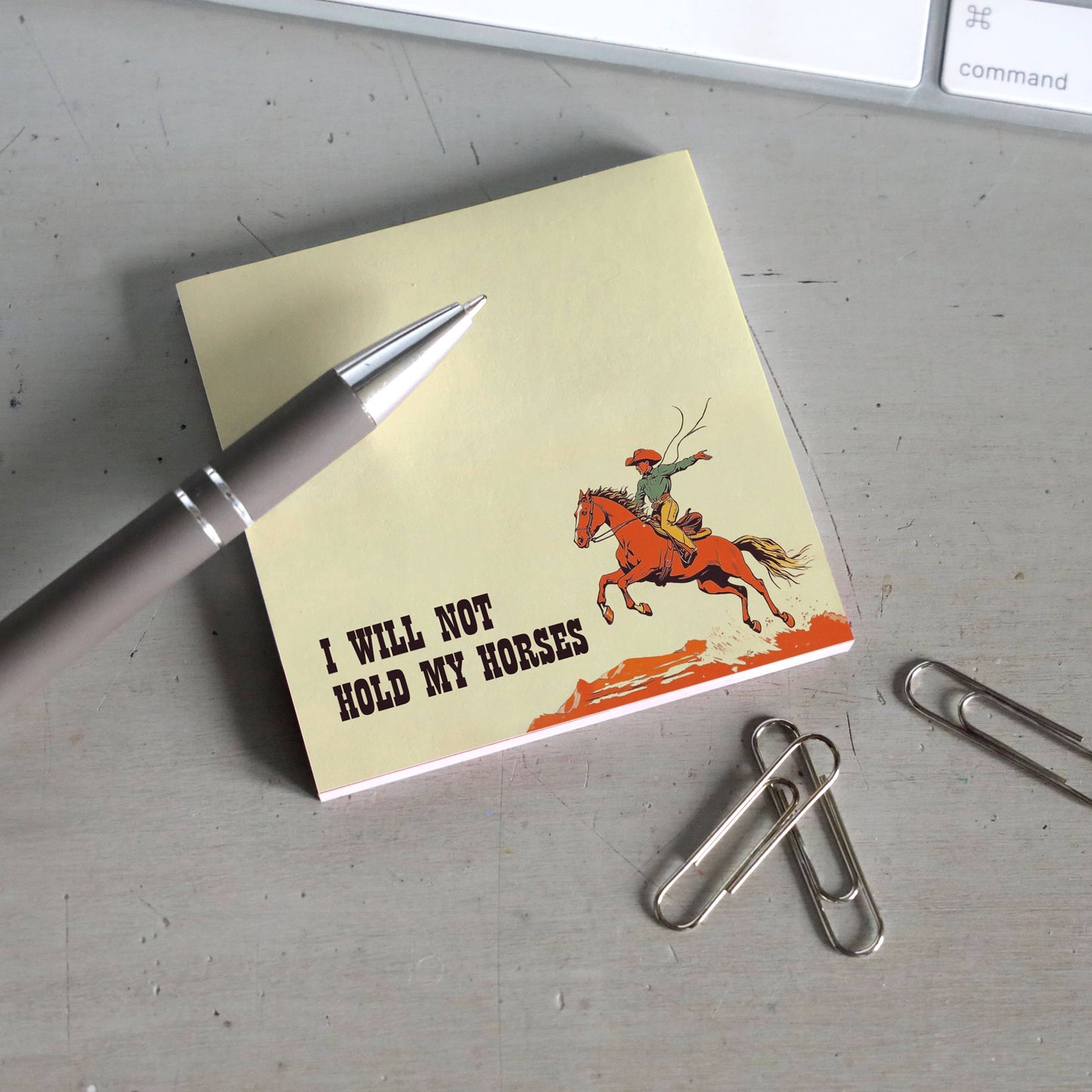 I Will Not Hold My Horses Cowboy Sticky Note Pad