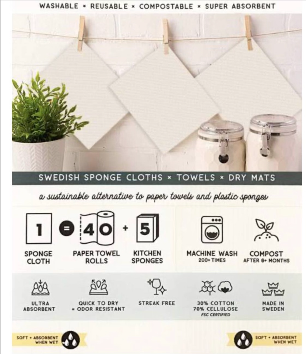 Christmas Cocktails Swedish Dish Towel