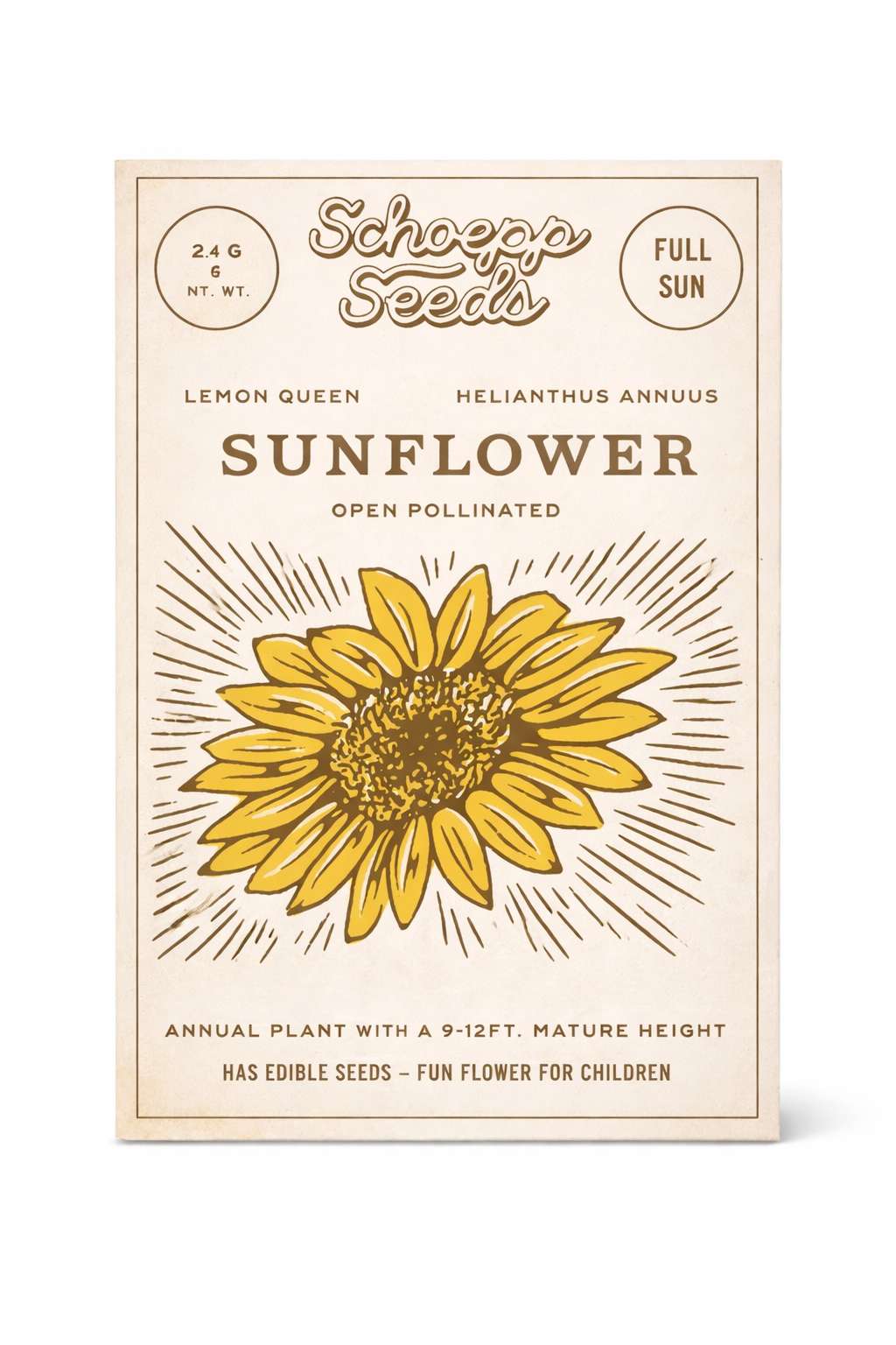 Sunflower, Heirloom Garden Seed Packets