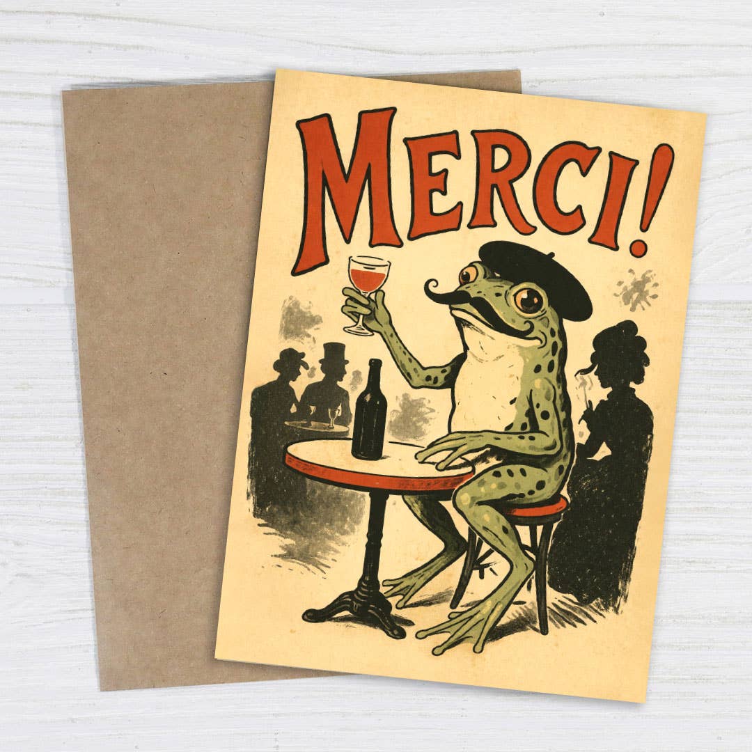 Merci! - Funny French Frog Thank You Card