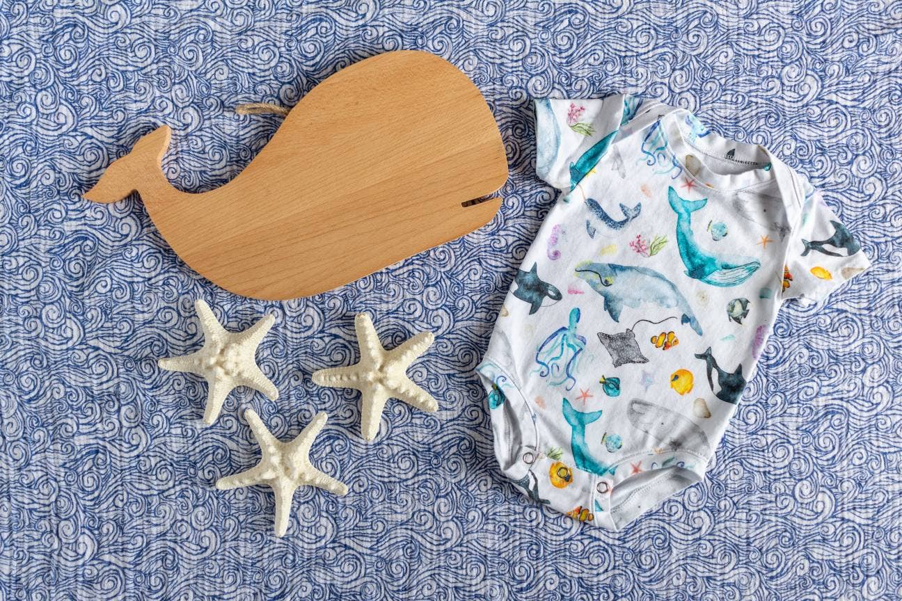 Infant bodysuit, whale bodysuit, infant romper,: 3-6 month