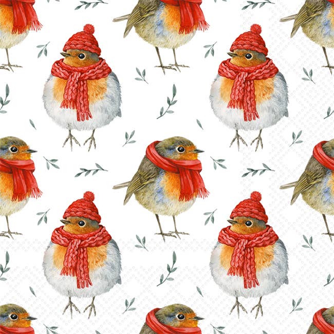 Robin In Winter Paper Cocktail Napkins