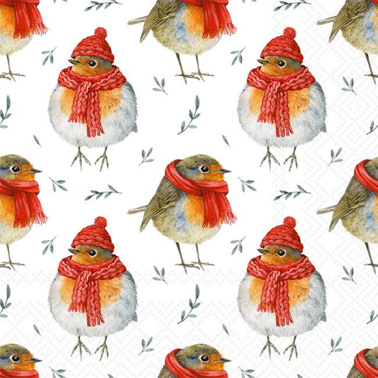 Robin In Winter Paper Cocktail Napkins