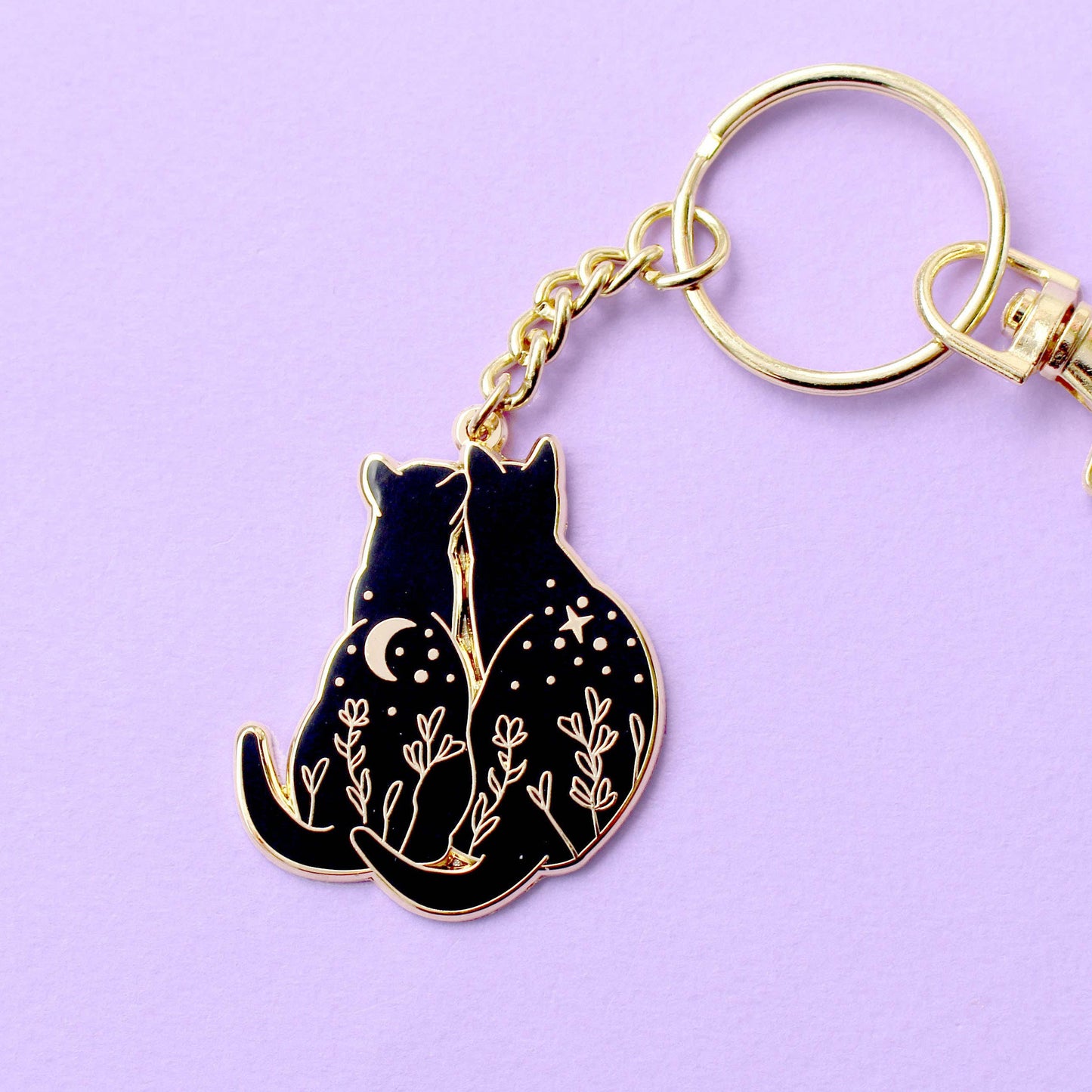 Stargazing Cats Keychain