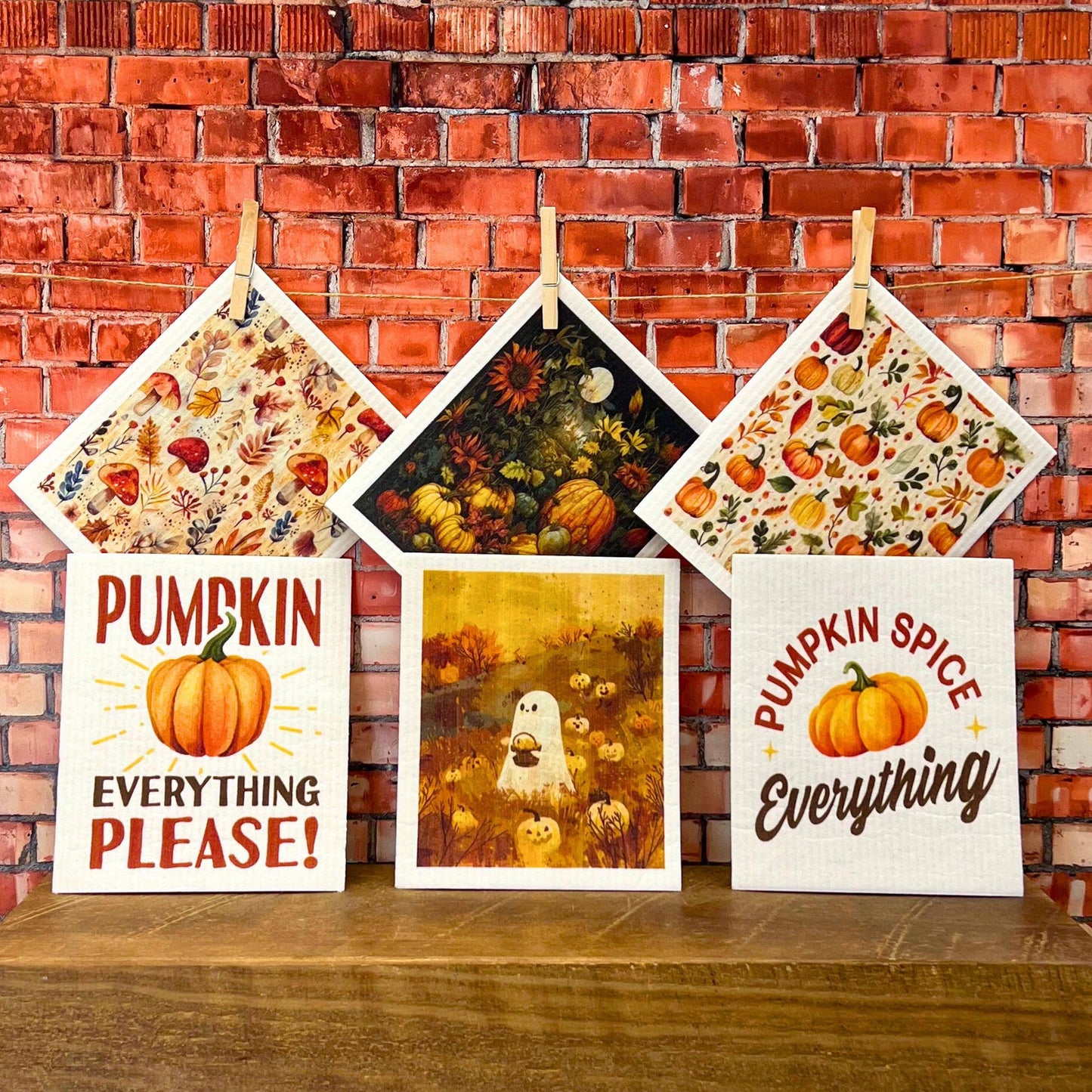 Fall Harvest Mushrooms Swedish Dishcloth - Fall Decor