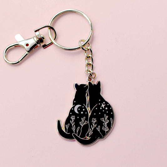 Stargazing Cats Keychain