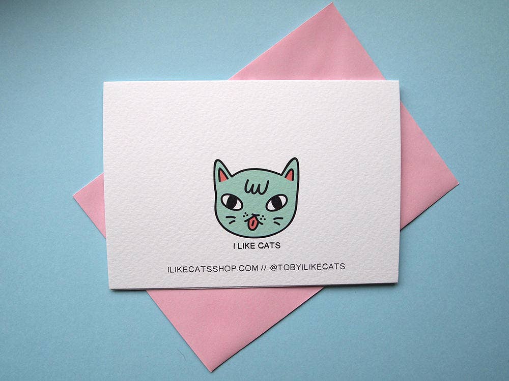 Retro Chocolate Cat Themed Greetings Card