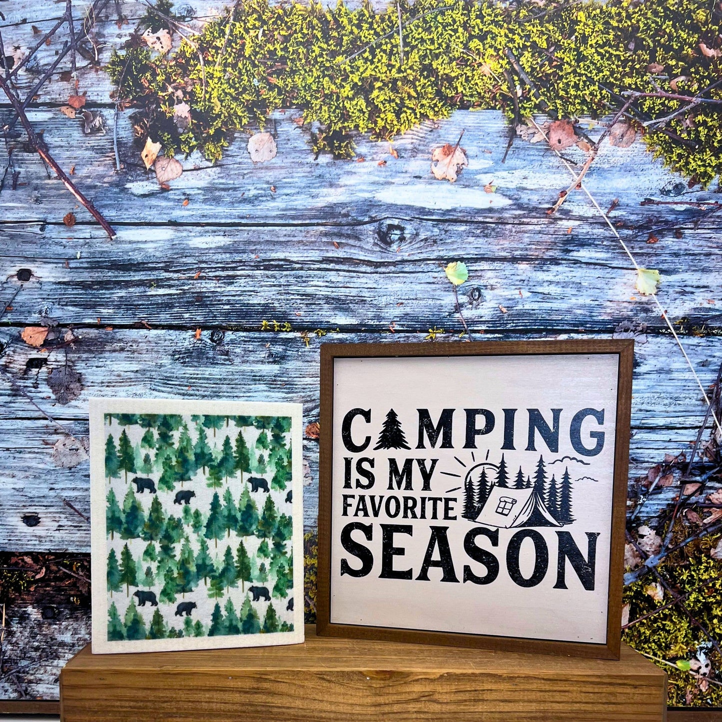 Black Bear In The Forest Swedish Dishcloths- Camping