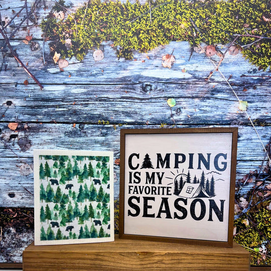 Black Bear In The Forest Swedish Dishcloths- Camping