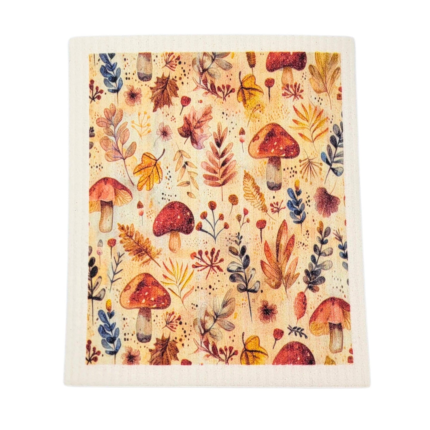 Fall Harvest Mushrooms Swedish Dishcloth - Fall Decor