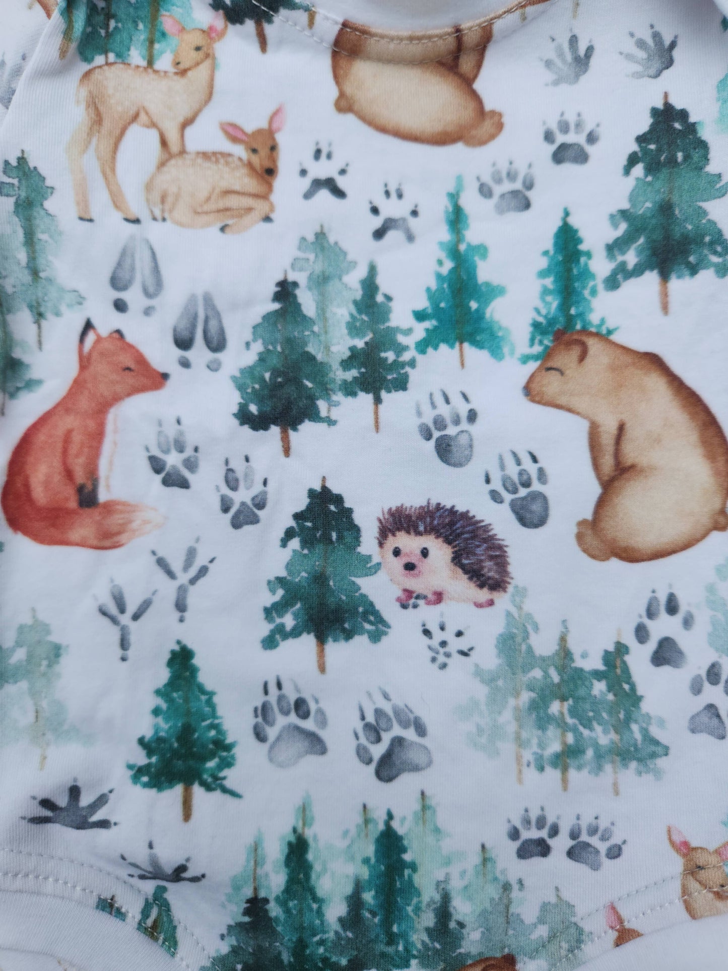 Woodland bodysuit,infant clothing, bodysuit,infant romper: 3-6 month / Short sleeve