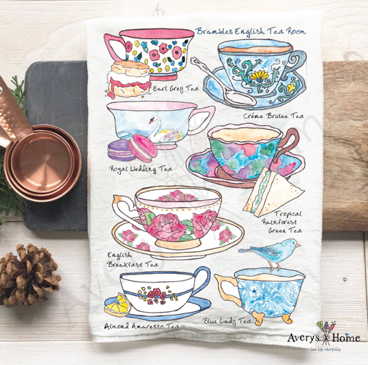 Tea Cup Customizable Tea Room Coffee Shop Tea Towel: Standard