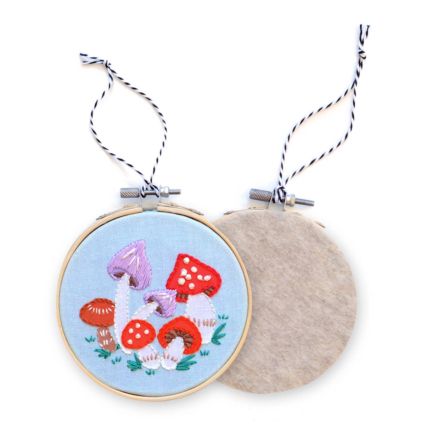Embroidered Christmas Mushrooms DIY Ornament Kit