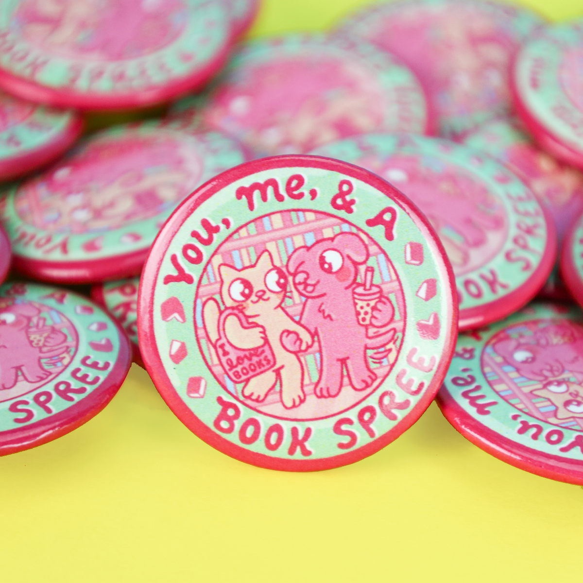You Me Book Spree Pinback Button