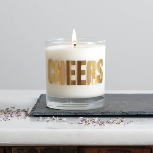 Cheers Soy Candle in Gold Printed Glass: Desert Trail (All Natural)