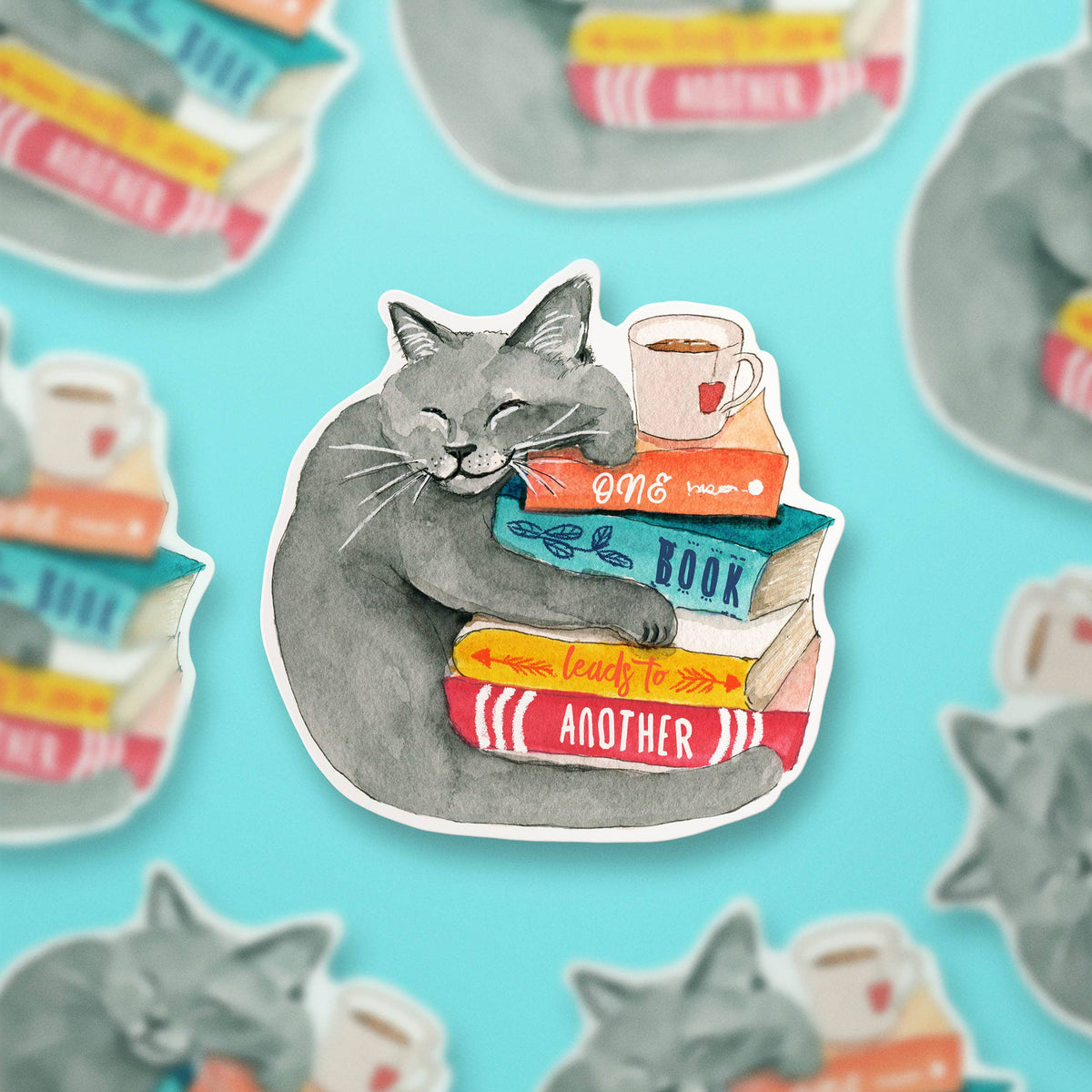 Book Lover Cat - Cute Vinyl Sticker