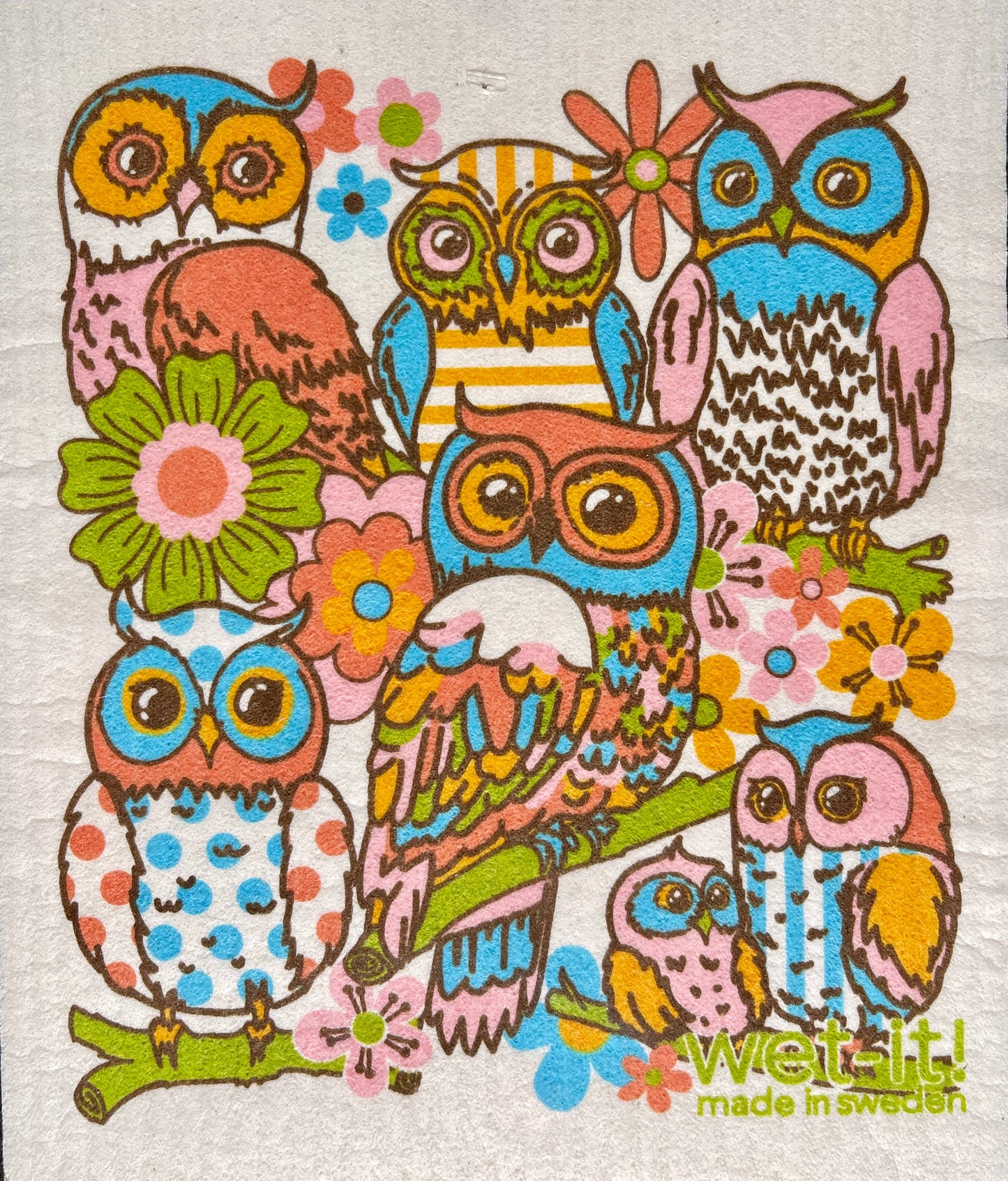 Owl Family Swedish Cloth