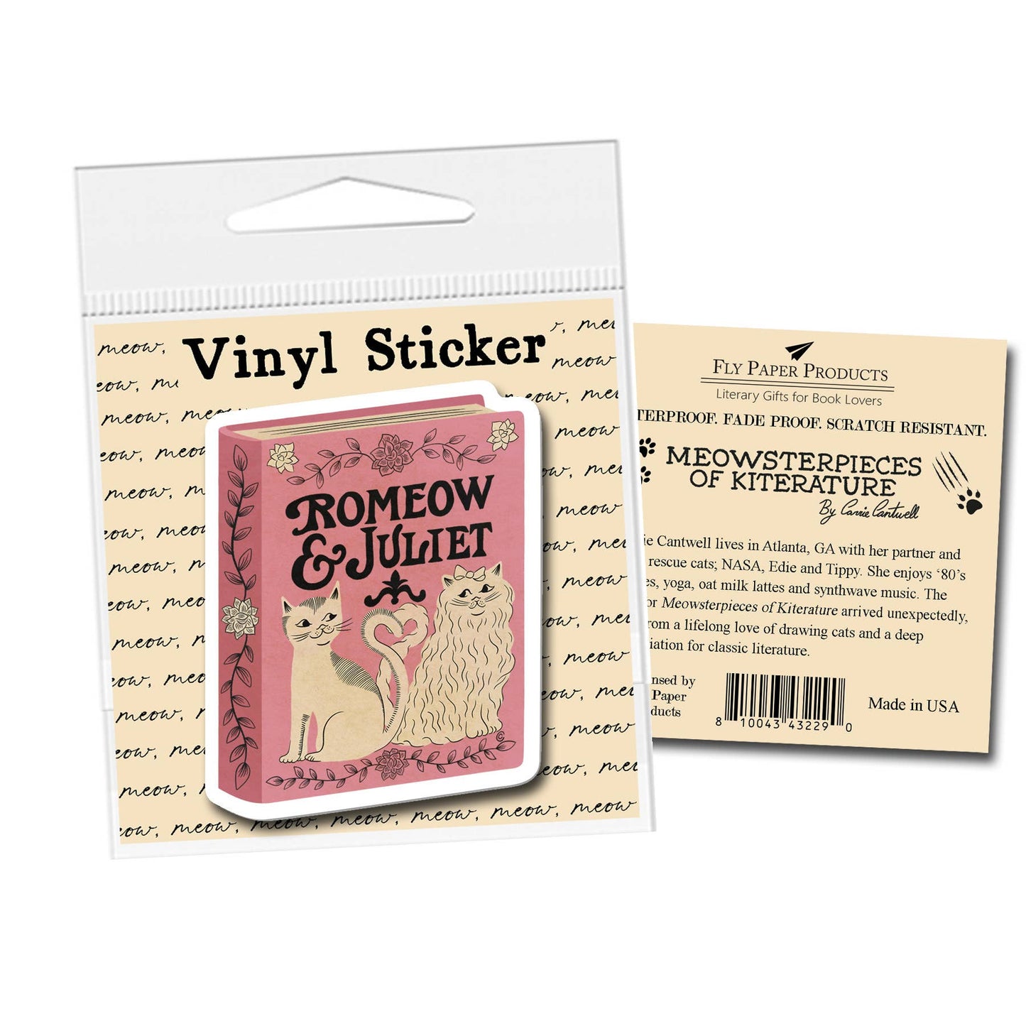 Romeow and Juliet Cat Pun Vinyl Sticker Decal   : Unpackaged (Loose)
