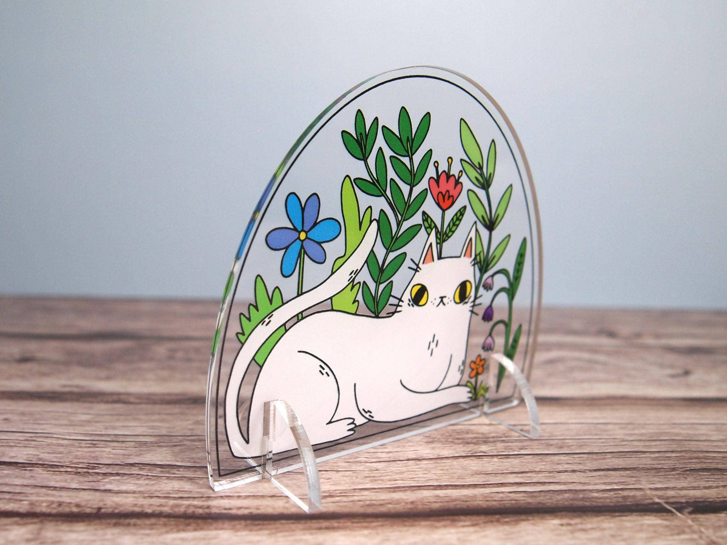 Acrylic Cat Terrarium Desk Ornament Standee