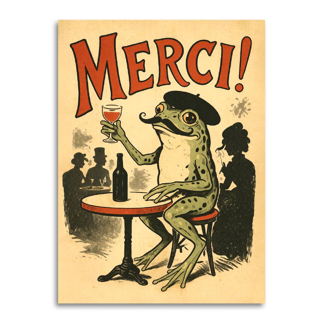 Merci! - Funny French Frog Thank You Card
