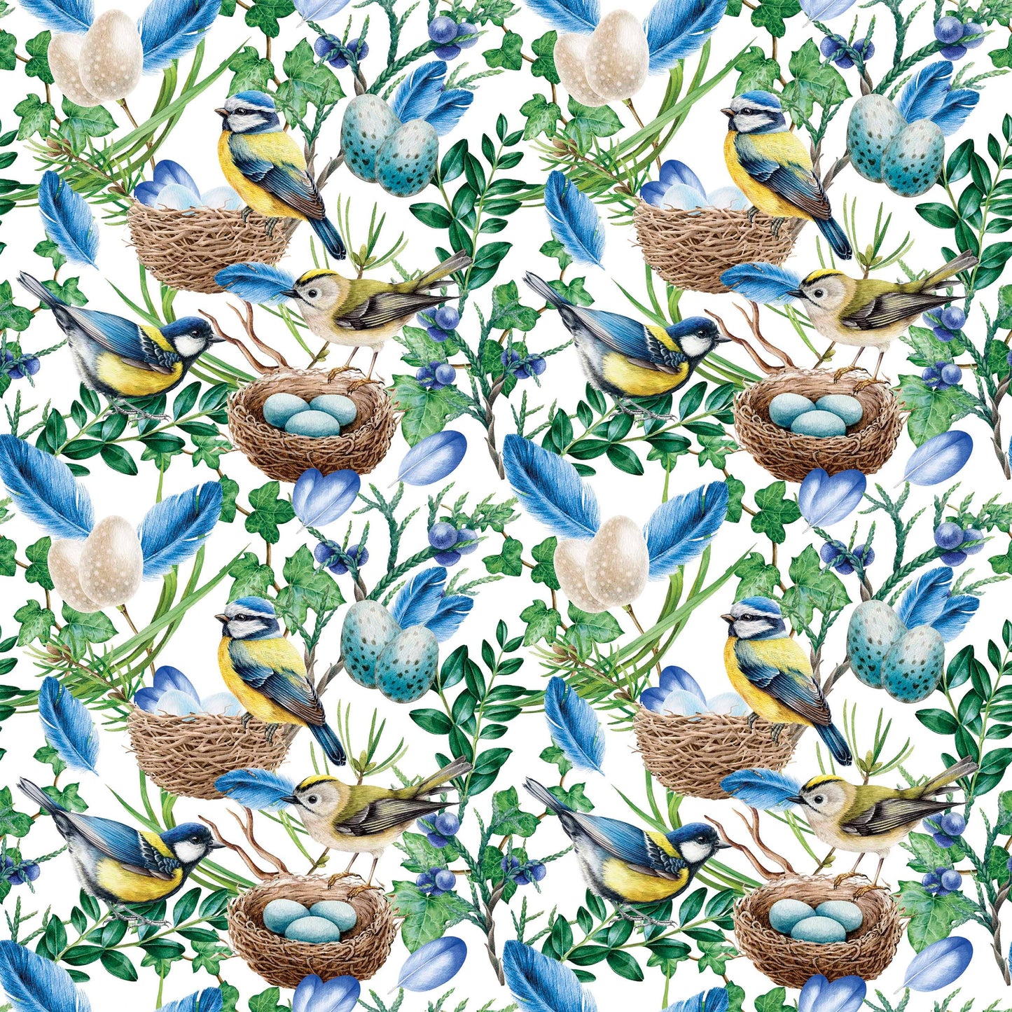 Blue Bird Nest Cocktail Napkins - Bird Napkins