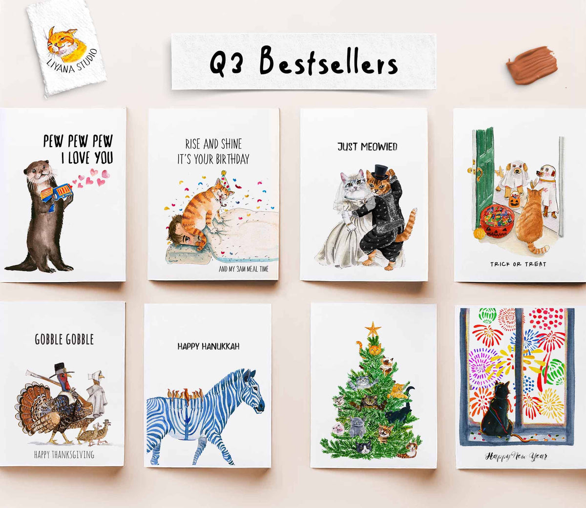 Owl Pine Tree - Christmas Card: Single