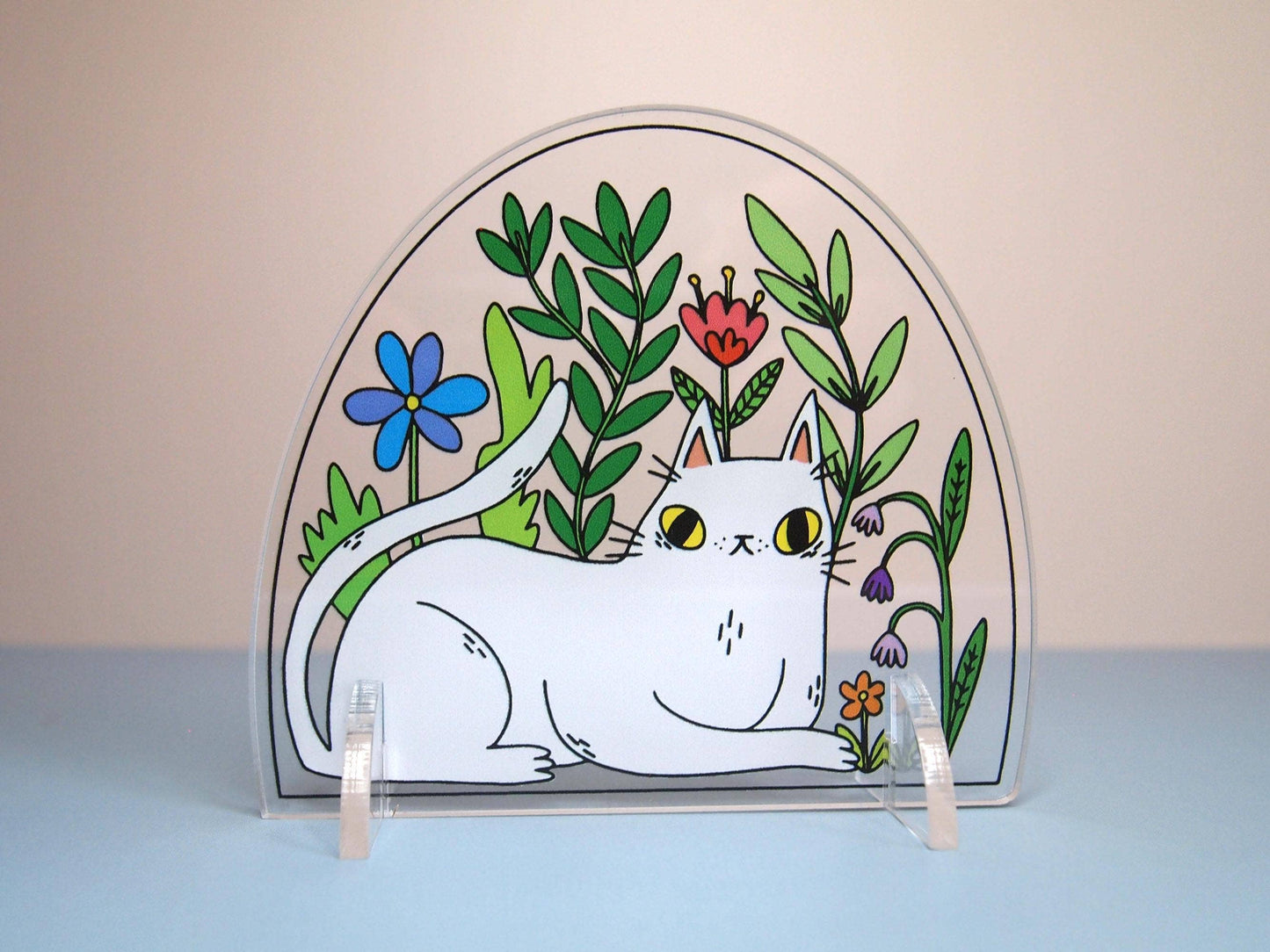 Acrylic Cat Terrarium Desk Ornament Standee