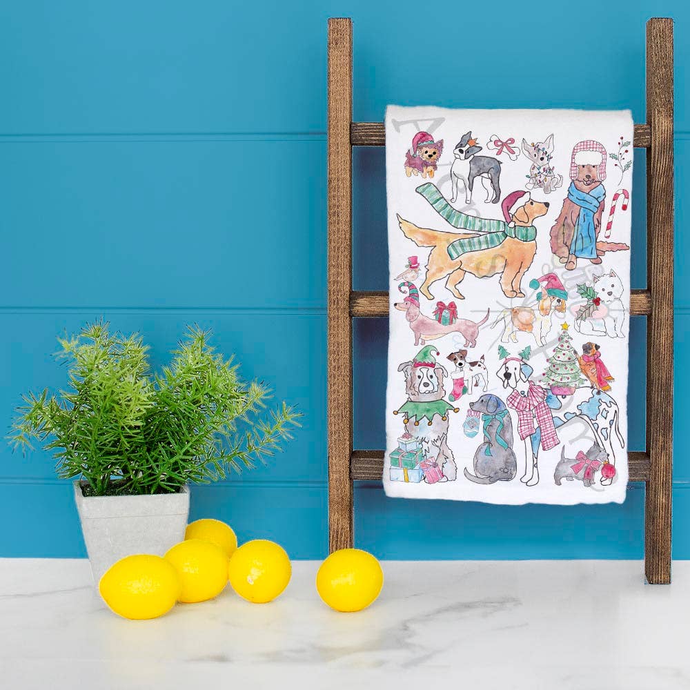 Adorable Dogs Christmas Kitchen Décor Tea Towel