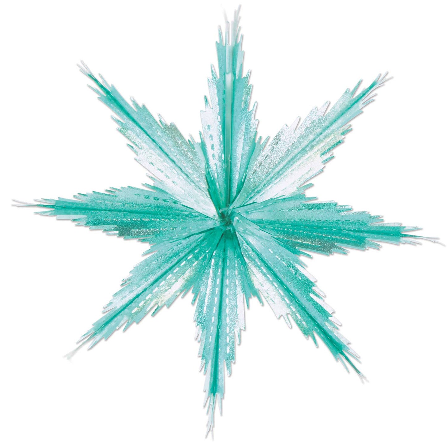 11½" 2-Tone Metallic Snowflakes, turquoise & silver, 2/pkg
