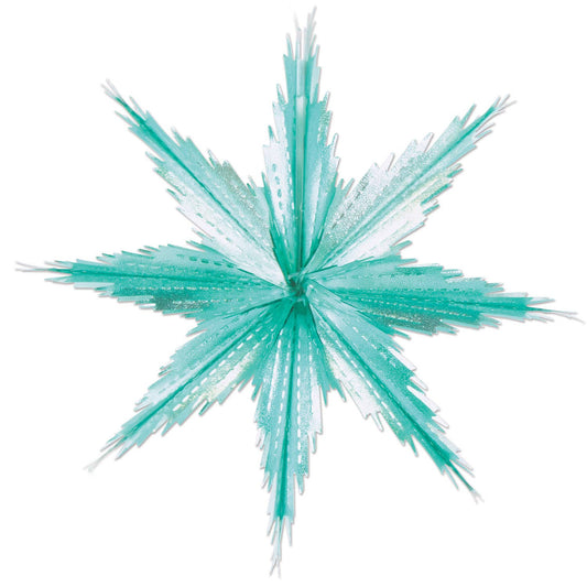 11½" 2-Tone Metallic Snowflakes, turquoise & silver, 2/pkg