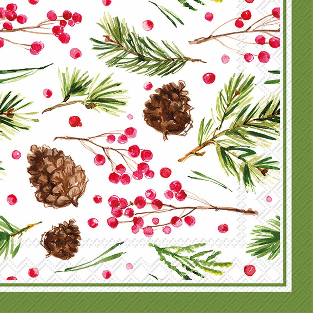 Pinecone Pattern Winter Paper Cocktail Napkins