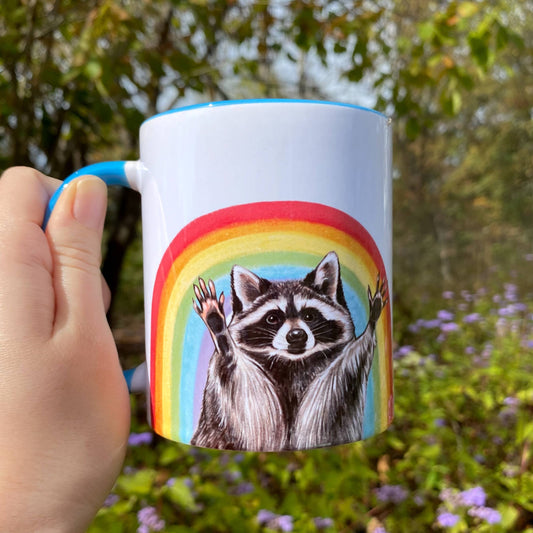 Rainbow Raccoon Pride 11 oz Ceramic Mug