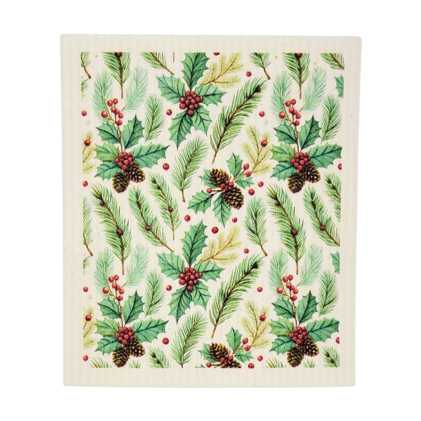 Christmas Holly Berry Swedish Dishcloths Holiday Decor