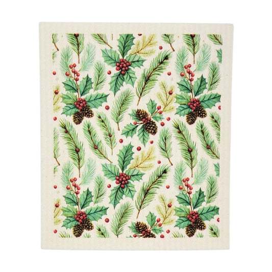 Christmas Holly Berry Swedish Dishcloths Holiday Decor