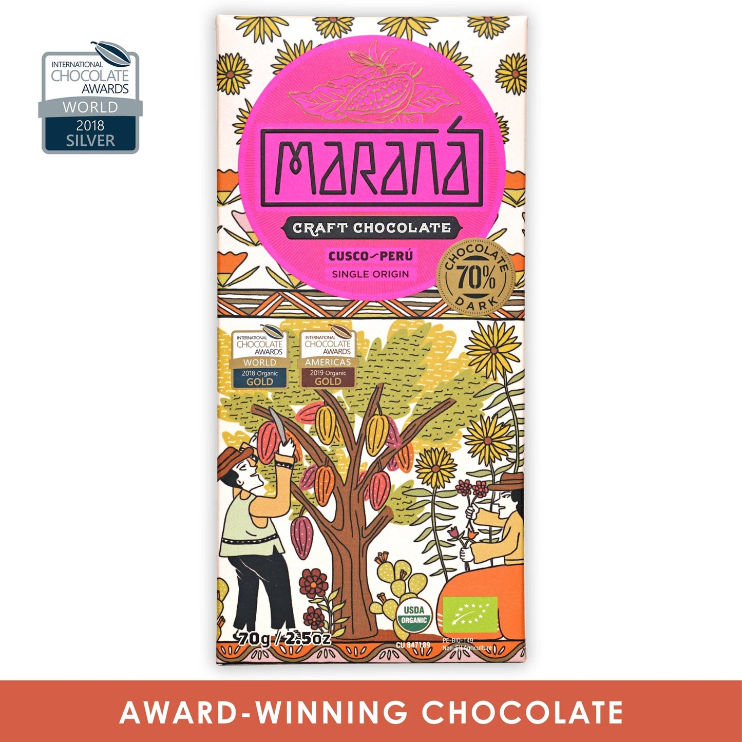 Marana Dark Chocolate Bar Cusco 70% (Peruvian Chocolate)