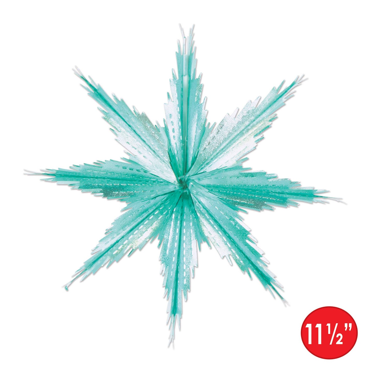 11½" 2-Tone Metallic Snowflakes, turquoise & silver, 2/pkg