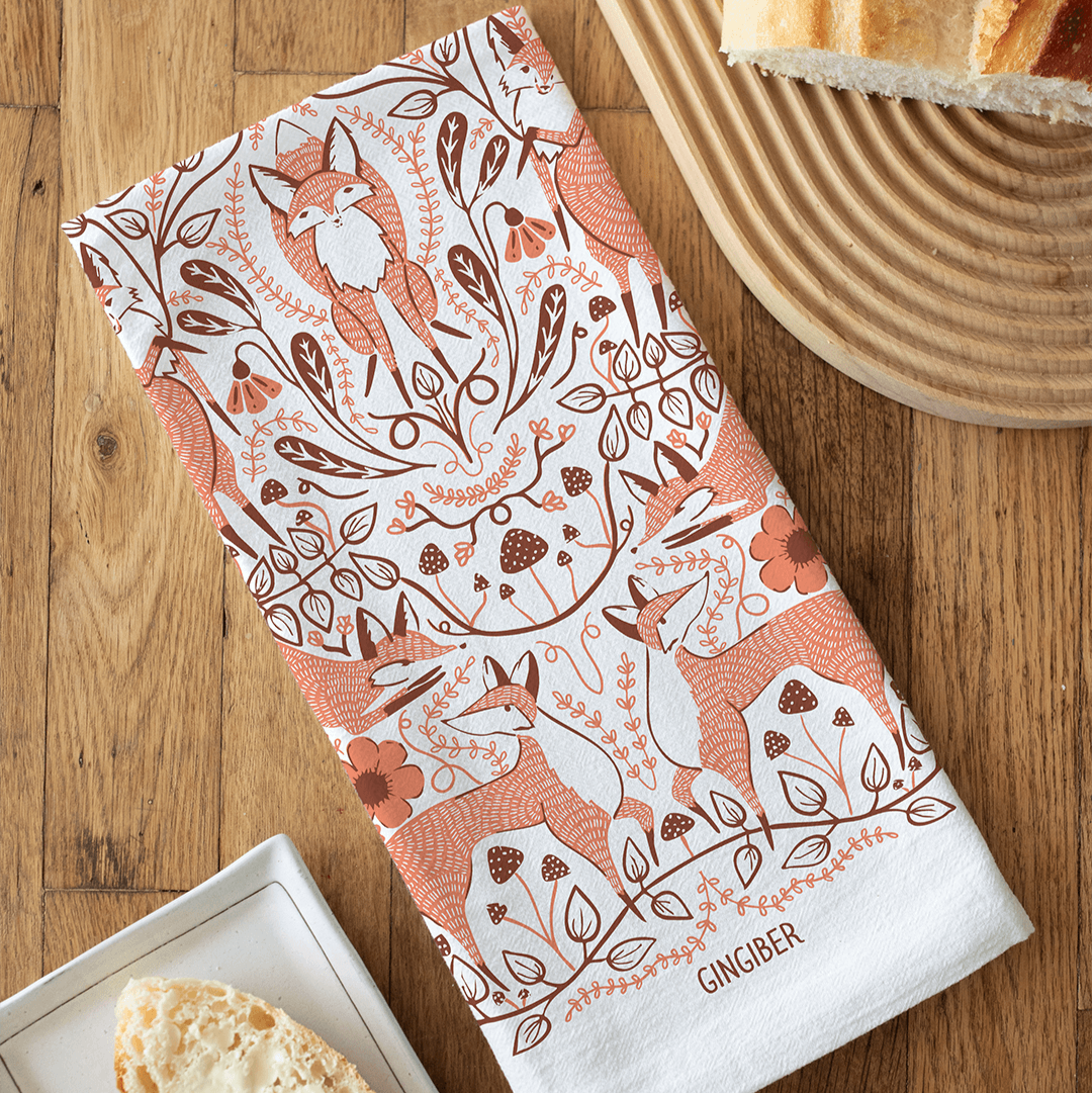 Forest Foxes Tea Towel